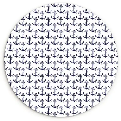 Oceaan - Anker - Blauw - Wit Wandcirkel kunststof plaat 5mm dik klein 188 -3d