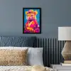 Muis - Kimono - Bloemen - Blauw fotolijst zwart zonder passe partout klein -sfeer3