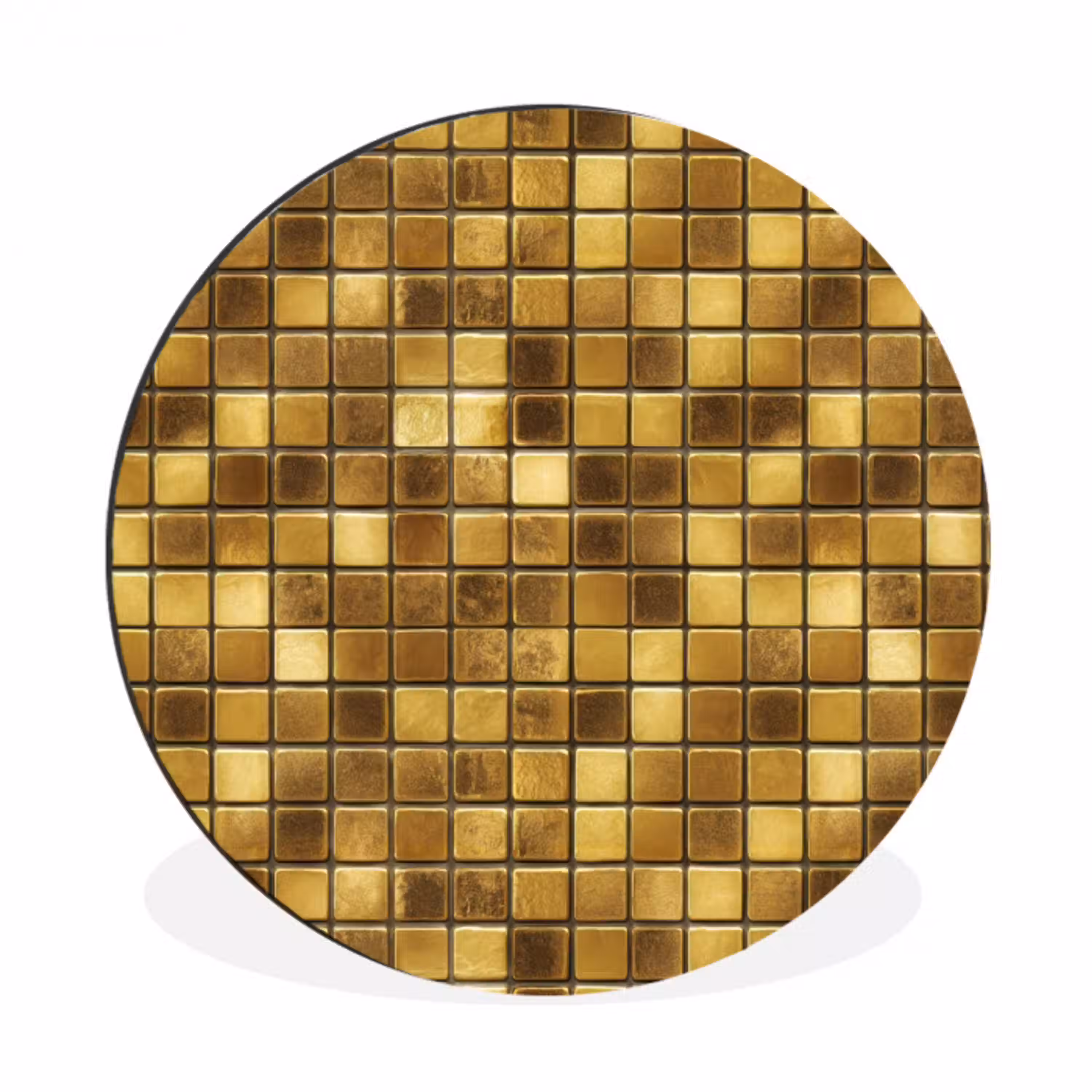 Tegels - Mozaïek - Luxe - Warm Goud Wandcirkel aluminium klein 190 -3d
