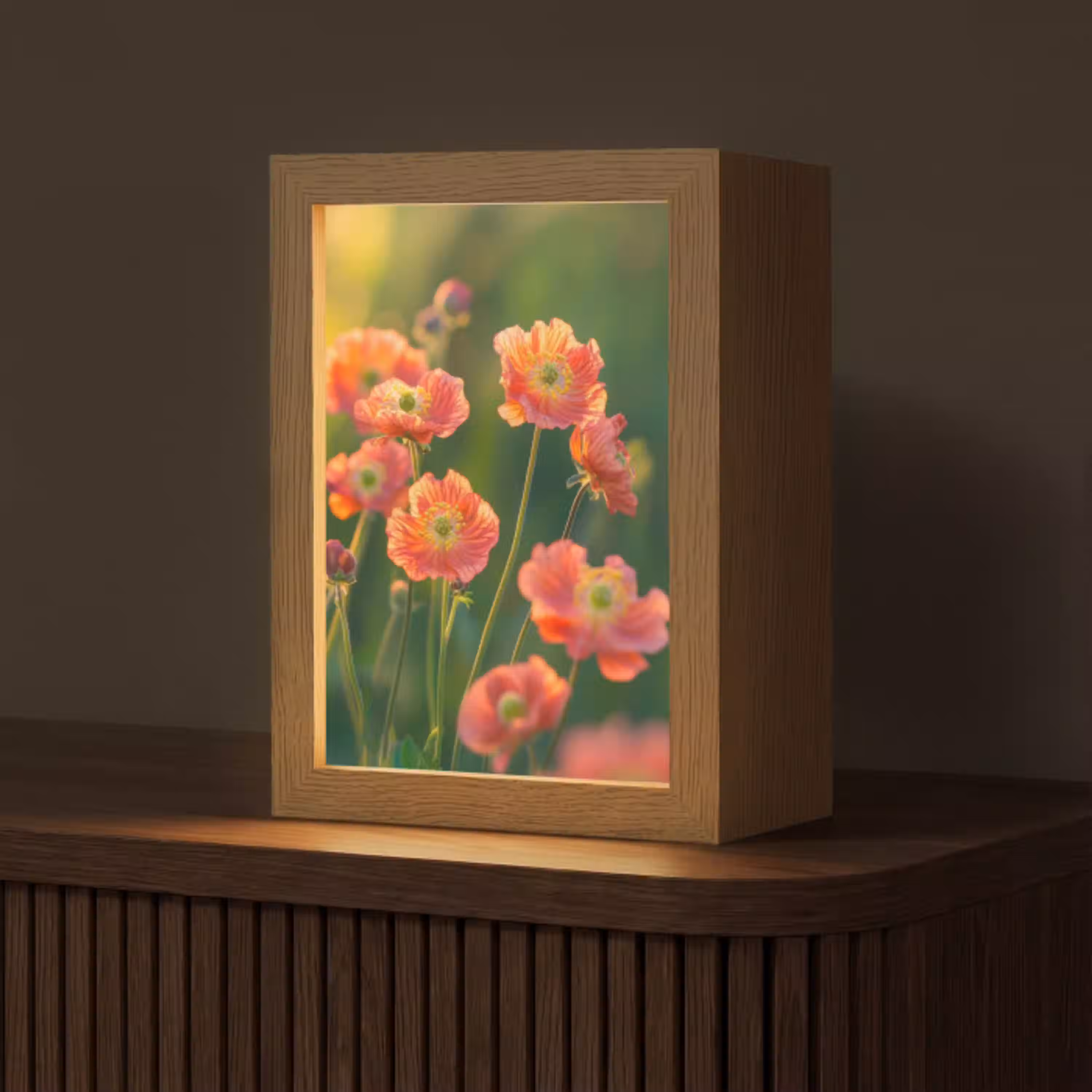 Bloemenveld - Zonnestralen - Oranje Light Box met kabel (Tafellamp) klein -z3d_website