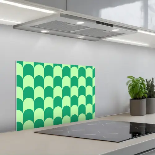 Bogen - Groen - Gestapeld keuken achterwand spatscherm klein 900 -3d_schuin