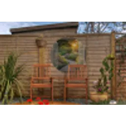 Doorkijk - Bloemen - Natuur - Zon - Pad Wandcirkel tuinposter met ringen klein -buiten3