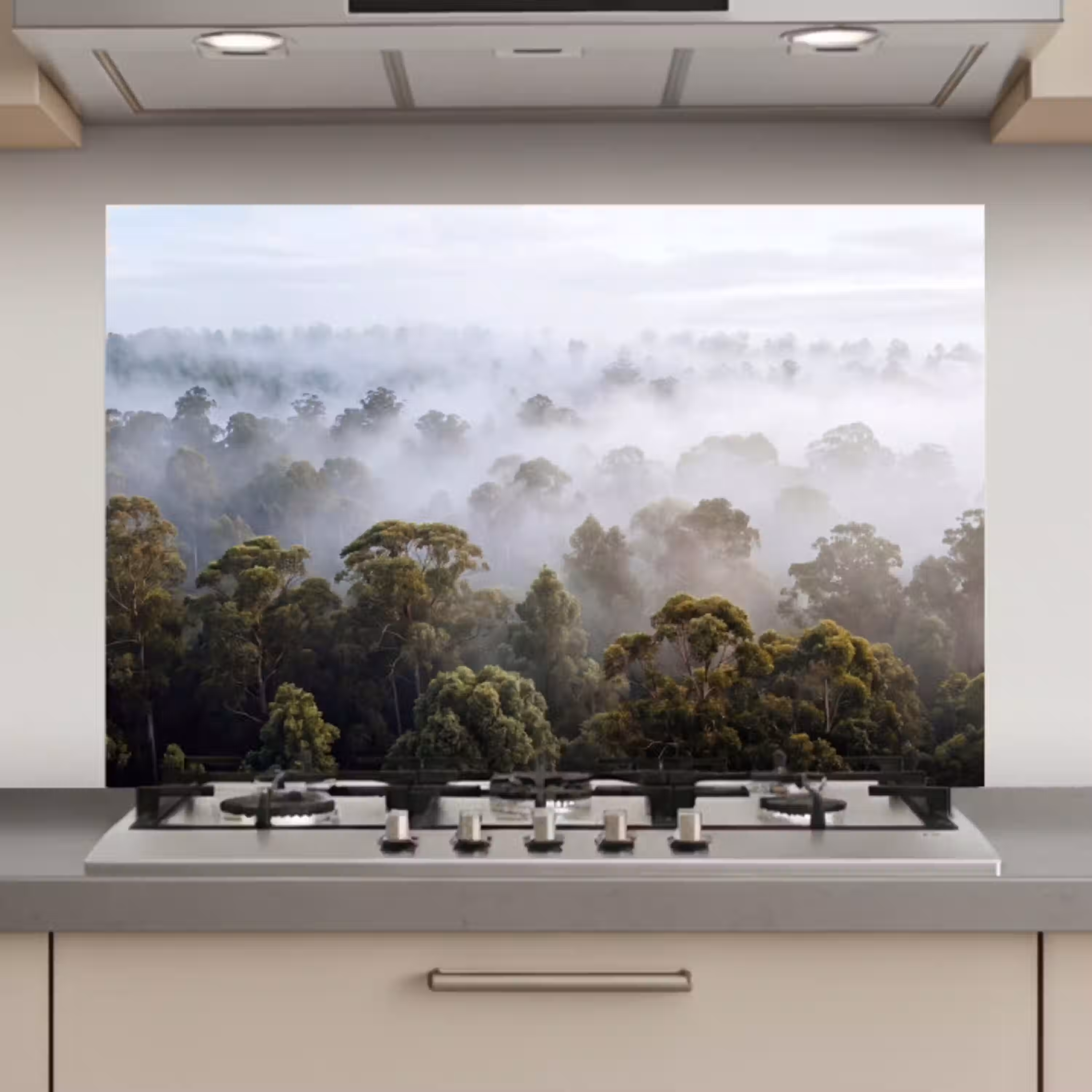 Natuur - Mist - Bos - Ochtend - Goud keuken achterwand spatscherm klein -3d_website