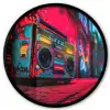 Boombox - Rood - Graffiti - Neon Fotolijst rond zonder passe partout klein -3d