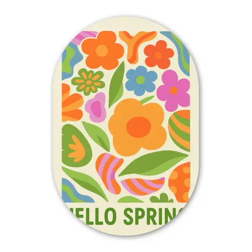 Illustratie - Bloemen - Quote - Kleurrijk Wandcirkel Ovaal Glas middel -3d