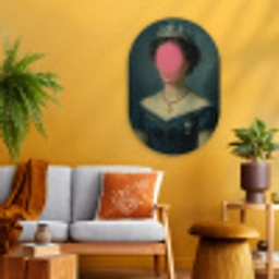 Kroon - Roze druipend verf - Portret Wandcirkel Ovaal Glas middel -sfeer4