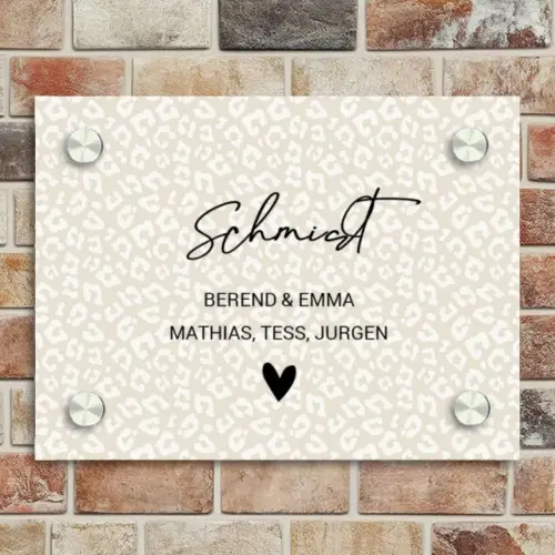 Beige panterprint - Sierlijk Naambord Rechthoek middel -sfeer3