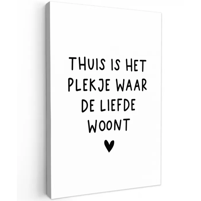 Thuis is het plekje waar de liefde woont - Spreuken - Quotes Tuinposter op houten frame 2 cm dik klein -3d