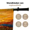 Zonnebloem - Mozaïek - Zonsondergang - Geel Wandkleed katoen klein -sfeer2