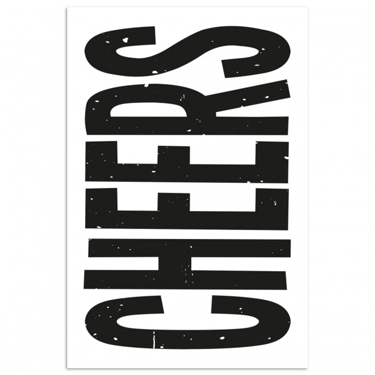 Retro - Cheers - Zwart - Decoratie poster papier klein -3d