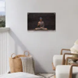 Rustgevende Boeddha in meditatie tuinposter los doek klein -sfeer8