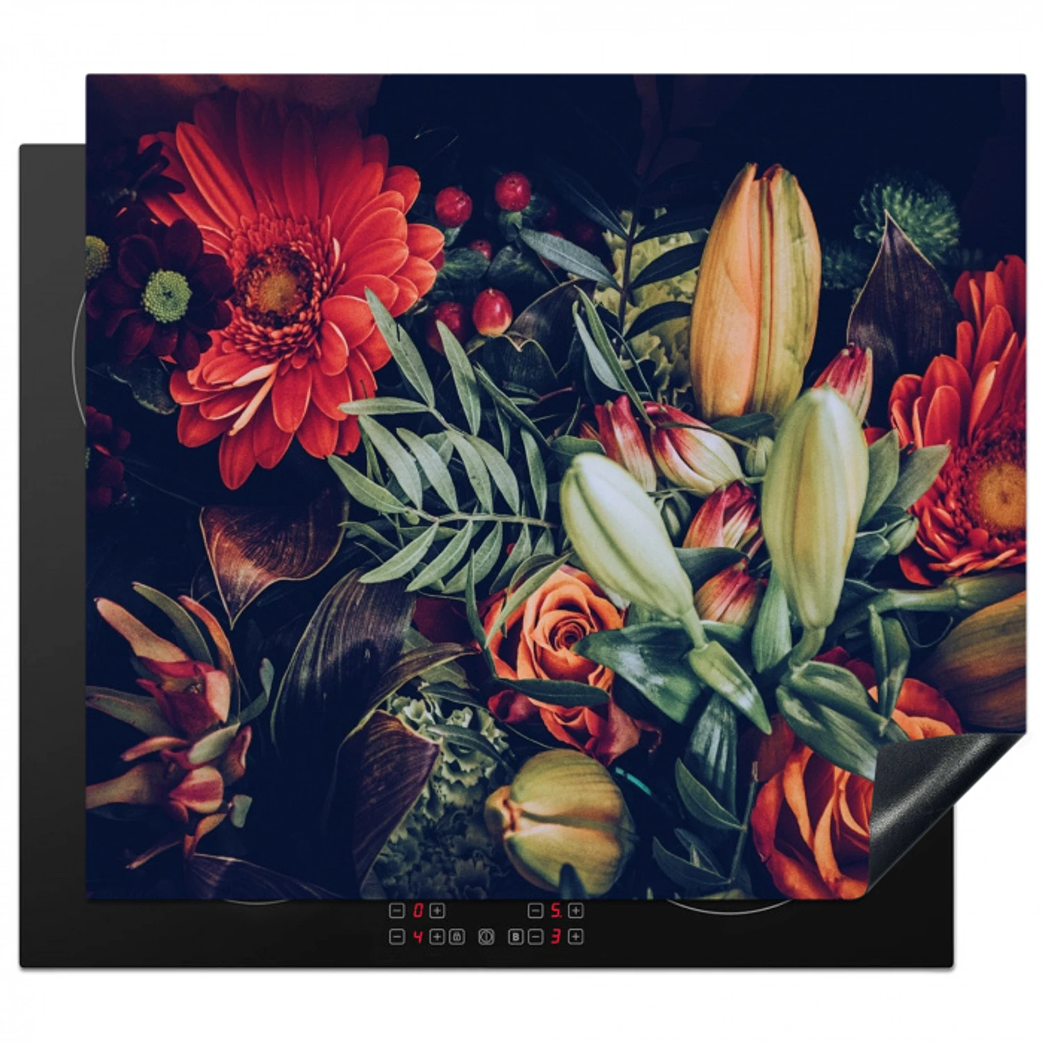 Herfstige Bloemenpracht Inductie beschermer vinyl 3mm middel -3d