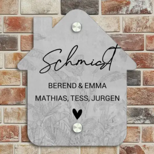 Grijs botanisch patroon - Sierlijk Naambord Huisje klein -sfeer6