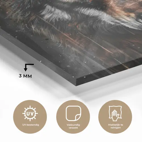Dieren - Wolf - Portret - Zwart - Bruin plexiglas 5mm klein -sfeer2