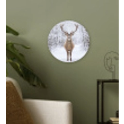 Hert - Winter - Bos - Natuur - Wit Wandcirkel kunststof plaat 5mm dik klein -sfeer3