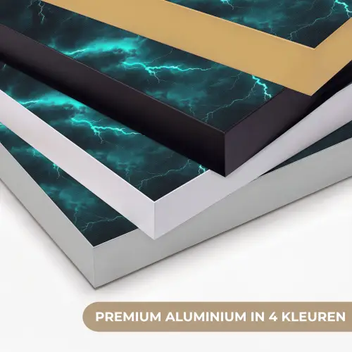 Turquoise - Bliksem  - Wolken Textielframe zwart klein 947 -USP_kleurenNL