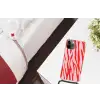 Zebraprint - Roze - Rood - Dierenprint Hoesje iPhone 12 Pro met koord klein -kamer