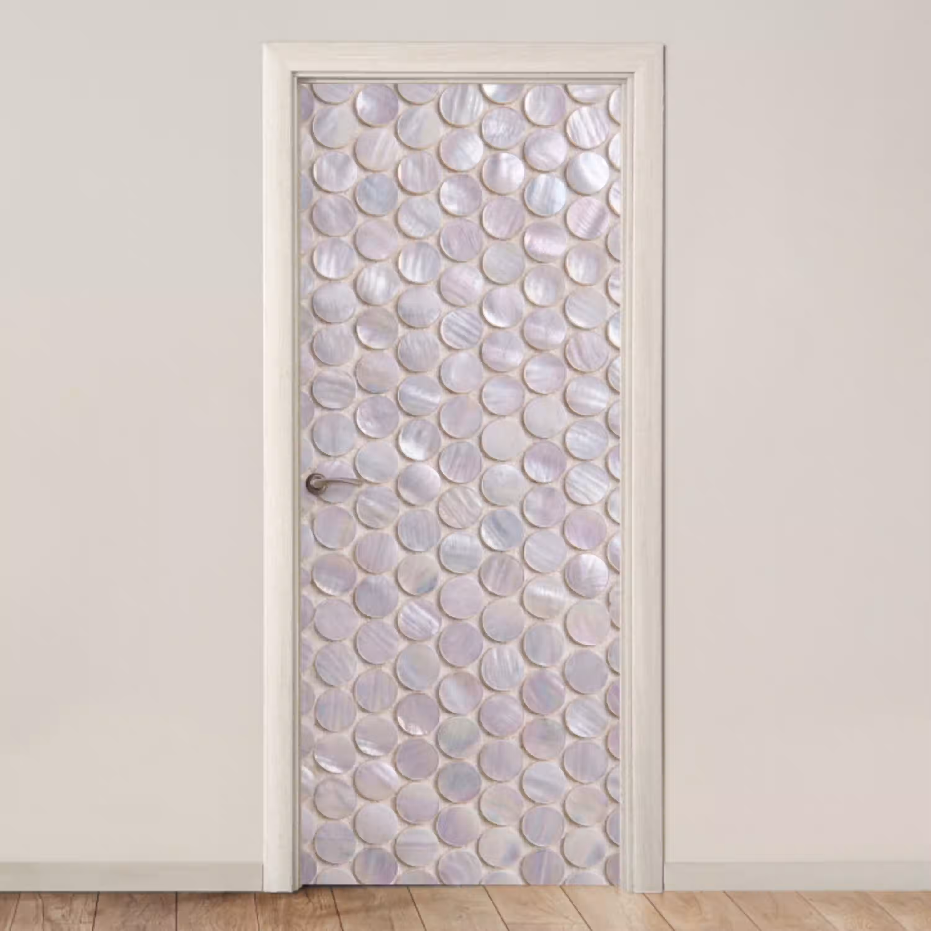 Patroon - Cirkels - Abstract - Modern - Wit deurposter klein -3d_beige