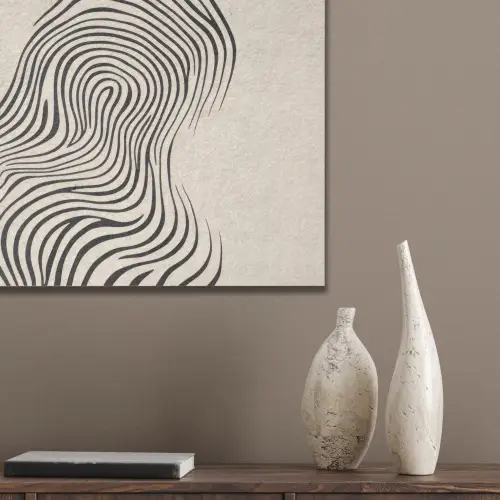 Lijnen - Abstract - Golvend - Zwart PET vilt klein -sfeer6_closeup