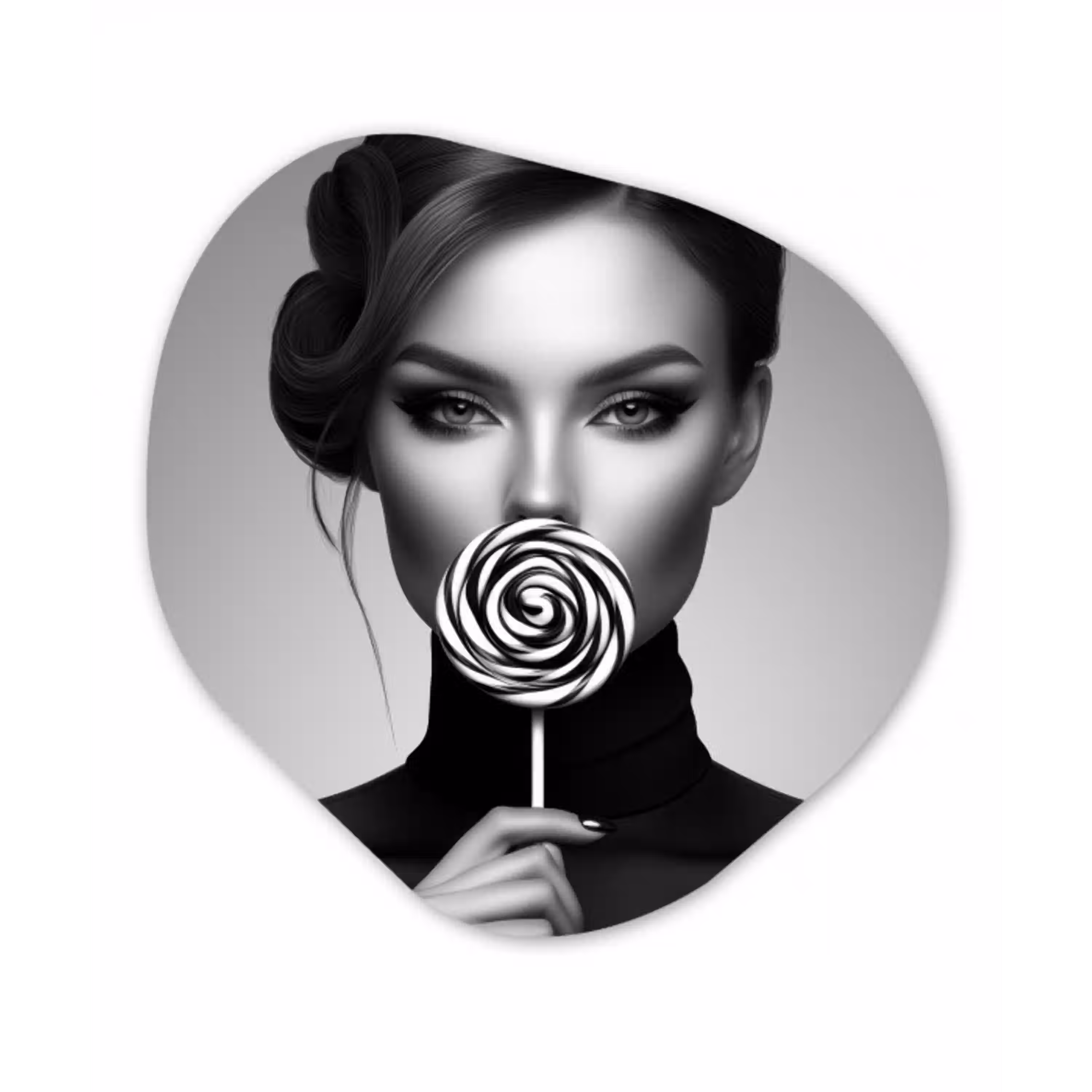Vrouw - Lolly - Zwart Wandcirkel Organisch Forex 3mm klein -3d