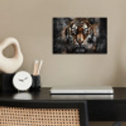Tijger - Dieren - Portret - Luxe - Zwart poster papier klein -sfeer1