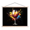 Wijn - Glas - Graffiti - Borrel - Rood - Verf textielposter latten blank klein -3d