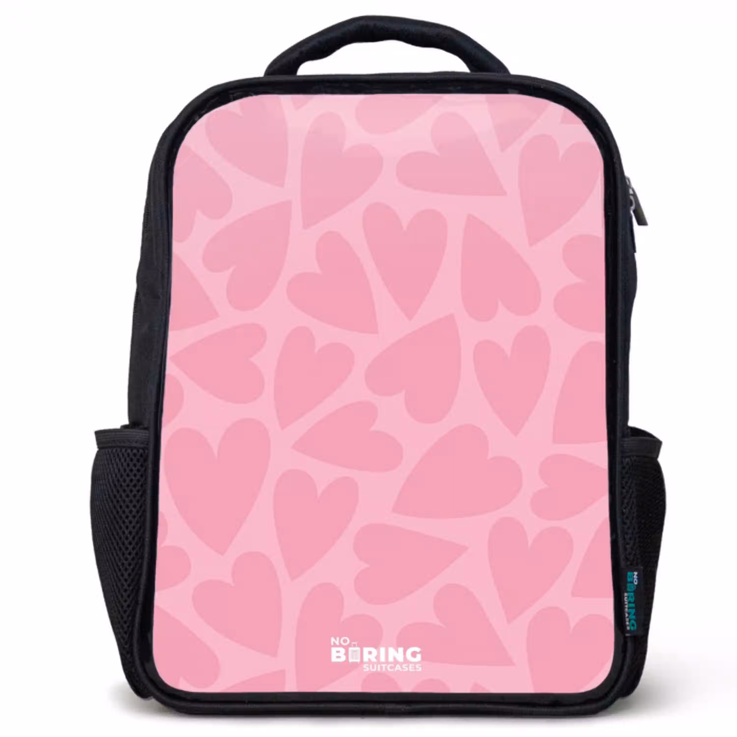 Roze hartjes patroon Rugzak - Zwart middel -3d