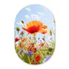 Bloemen - Klaproos - Lente - Natuur - Rood - Blauw Wandcirkel Ovaal Forex klein -3d