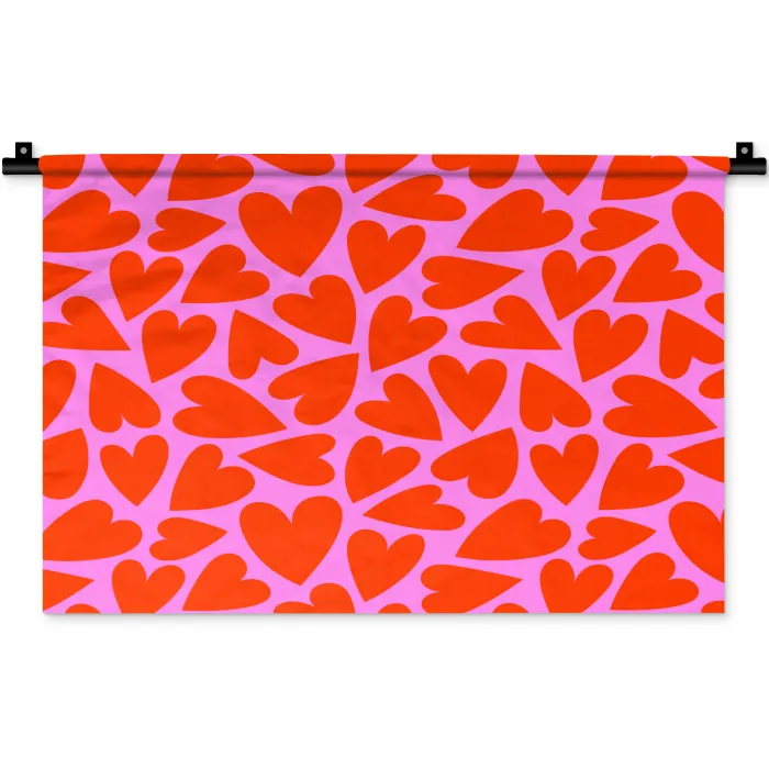 Valentijn - Patroon - Roze - Rood Wandkleed katoen klein 269 -zz3d