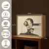 Gezicht - Bloemen - Zwart - Vrouw Light Box met batterij (Wandlamp) middel -USP_websiteoverzichtNL
