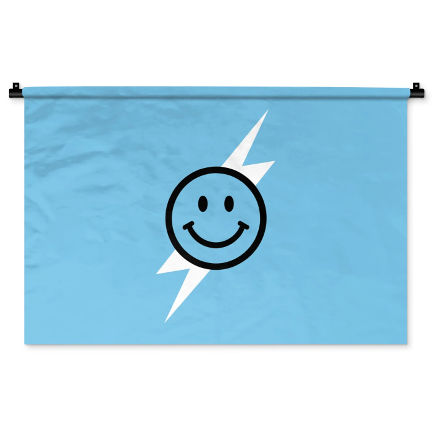 Tenture murale – Smiley - Bleu - Eclair | Décoration textile | HelloDeco.fr