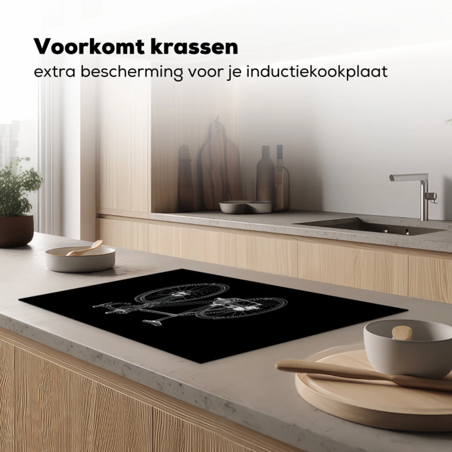 Lijnen - Illustratie - Wit Inductie beschermer vinyl 3mm klein -sfeer1