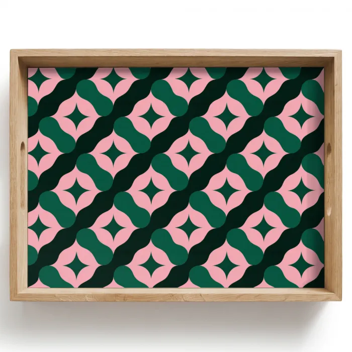 Groen - Roze - Retro - Sterren Dienblad Rechthoek middel 911 -z3d_shopping