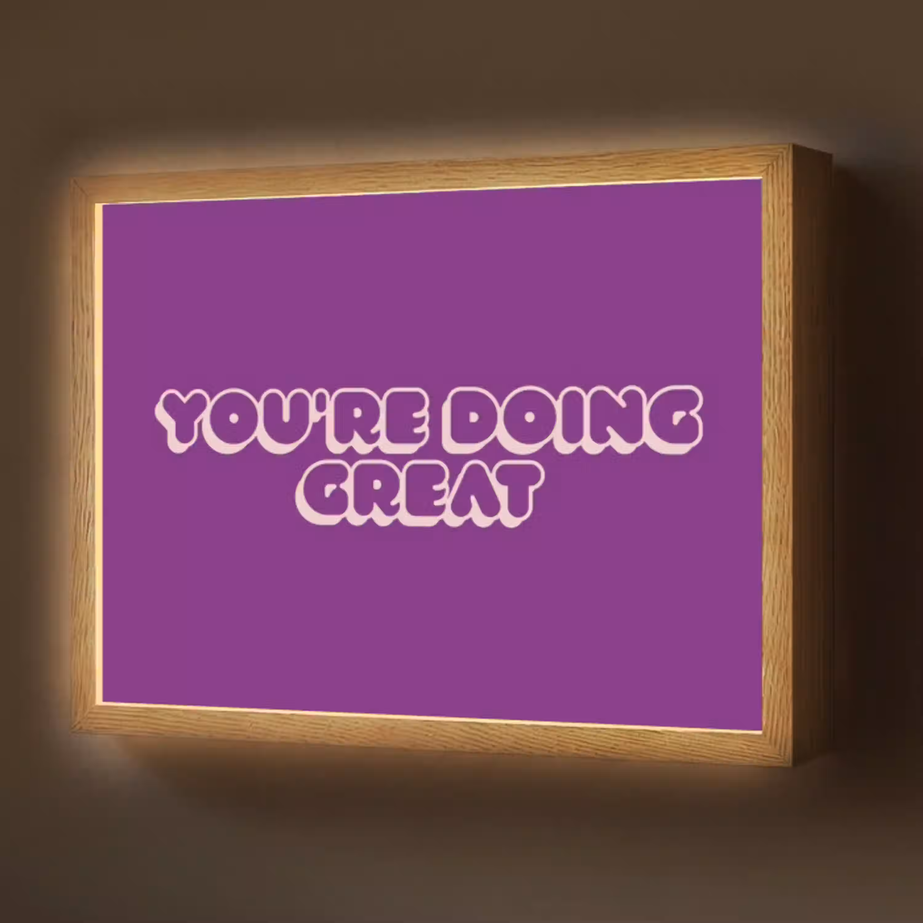 You're doing great - Paars - Bubble letters Light Box met batterij (Wandlamp) middel -z3d_website