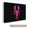 Kreeft - Felroze - Stippen - Opvallend canvas 2cm klein -3d
