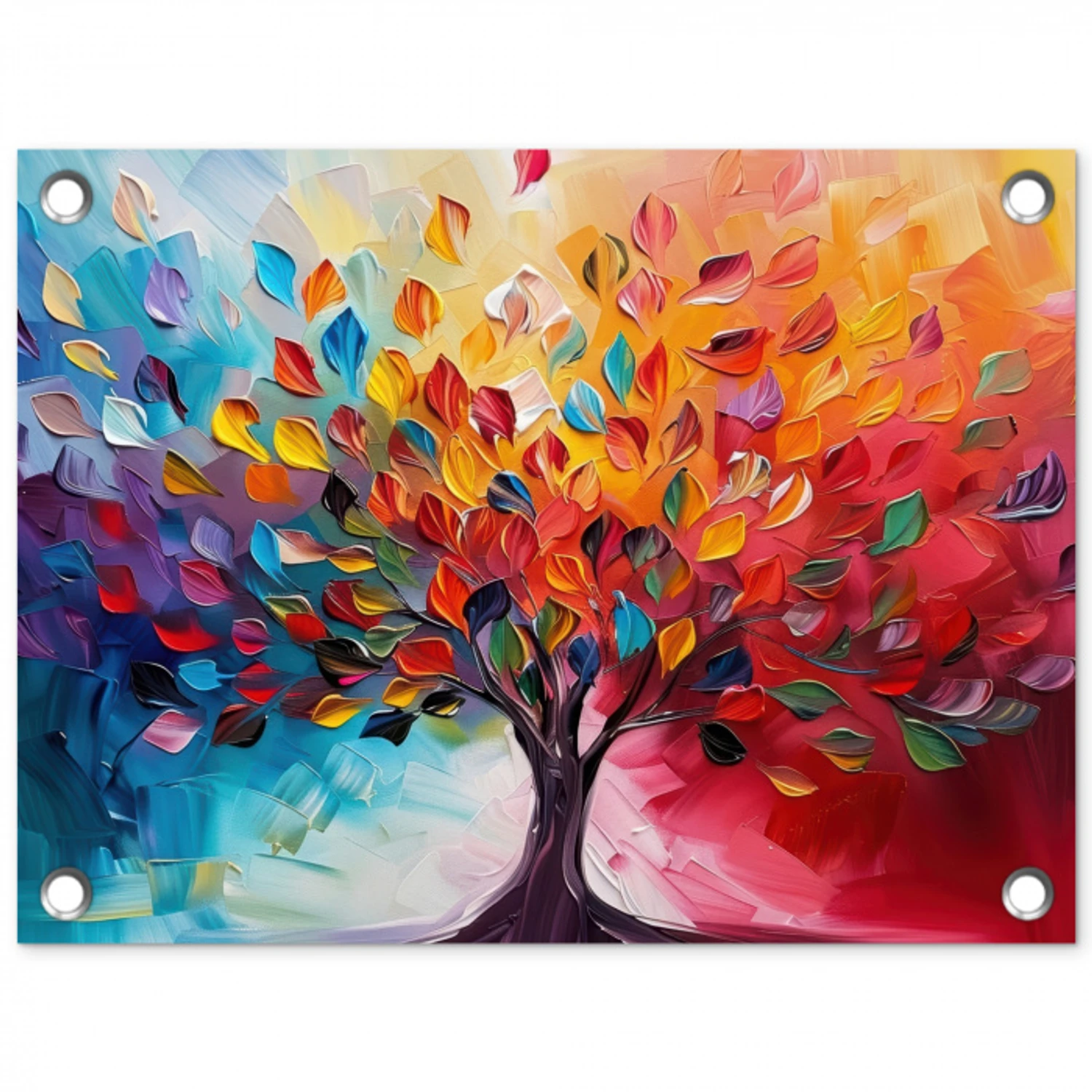 Boom - Levensboom - Kleurrijk - Abstract tuinposter los doek klein -3d