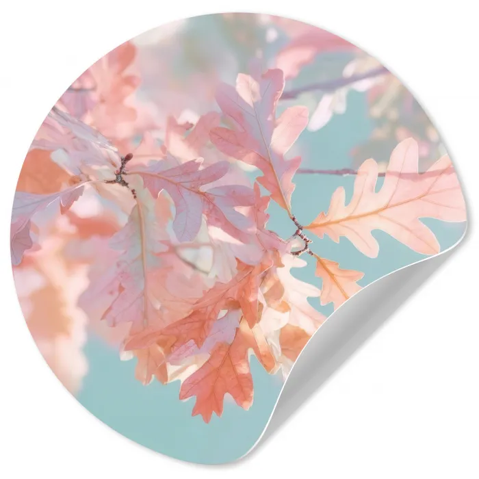 Eikenbladeren - Takken - Roze Wandcirkel behangsticker klein -3d