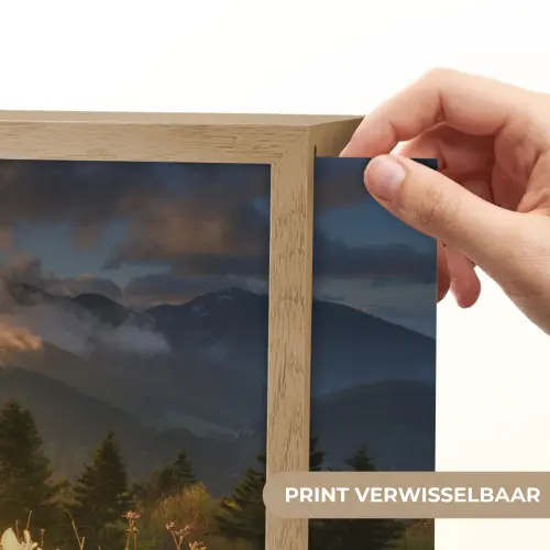 Bloemenveld - Heuvels - Zonsondergang - Berg - Natuur - Wit - Heuvels Light Box met batterij (Wandlamp) middel -USP_websiteprintNL