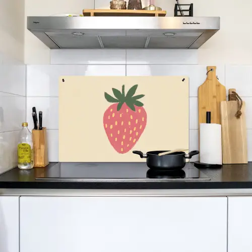 Aardbei - Minimalistisch - Rood - Fruit Inductie beschemer met haakjes klein -sfeer2
