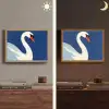 Zwaan - Wit - Snavel - Illustratie Light Box met batterij (Wandlamp) middel -sfeer3