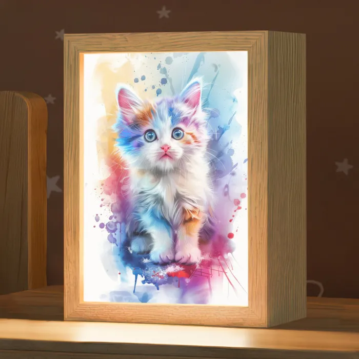 Kat - Kleurrijk - Verf - Dier - Wit Light Box met kabel klein -zzz_3d_website