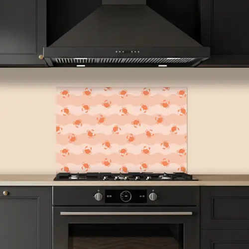 Zee - Dieren - Roze - Krab keuken achterwand spatscherm klein 900 -sfeer1