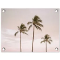 Palmbomen - Zonsondergang - Roze tuinposter los doek klein -3d
