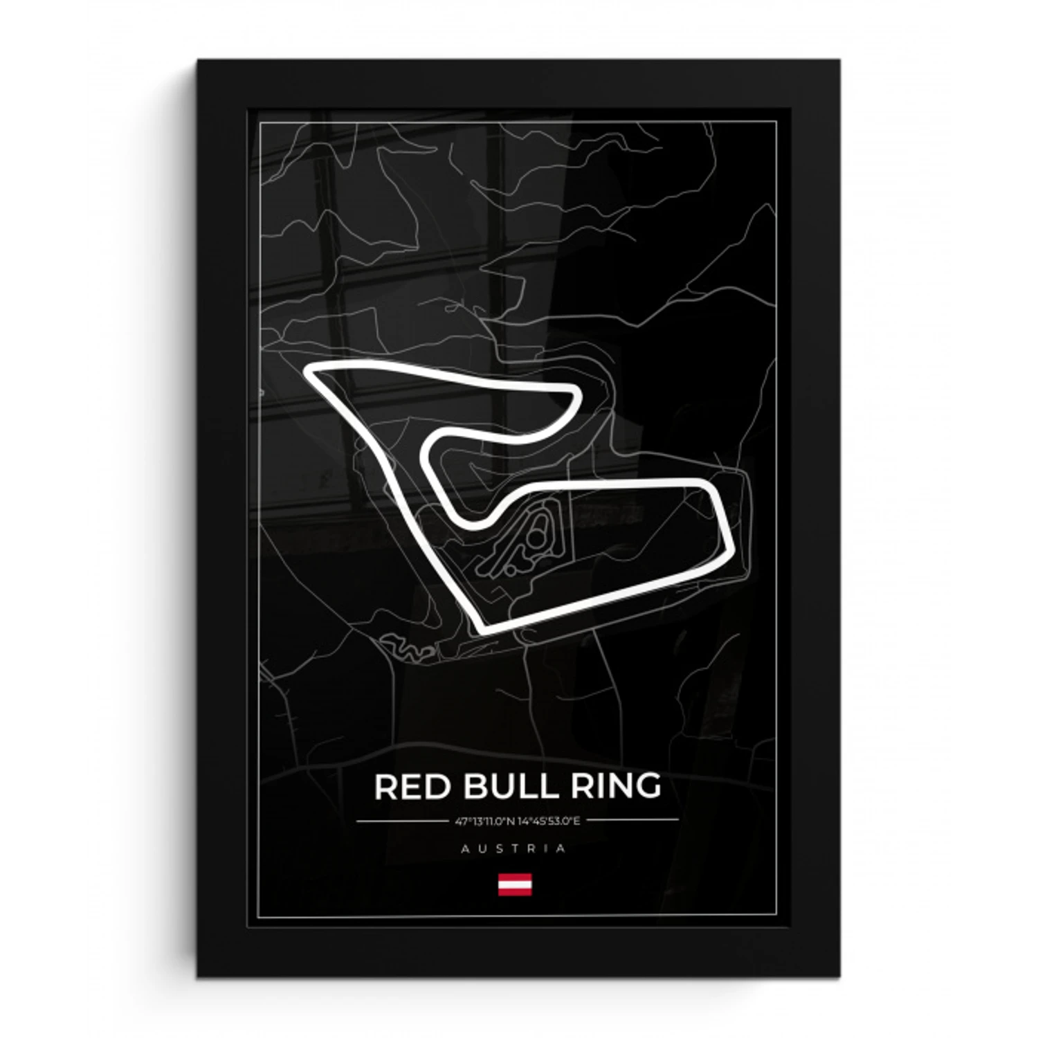 F1 - Racebaan - Red Bull Ring - Oostenrijk - Circuit - Zwart fotolijst zwart zonder passe partout klein -3d