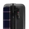 Donkerblauw ruitpatroon met roze visgraatlijnen NBS - Handbagage koffer - Kinderen Unisex middel -slot