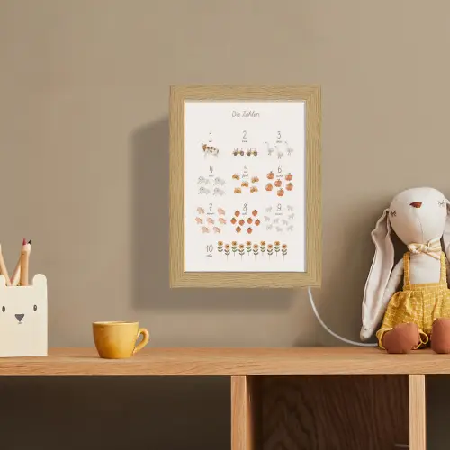 Educatief - Leren tellen - Beige - 1-10 - Boerderij Light Box met kabel (Wandlamp kind) klein -sfeer2_kind