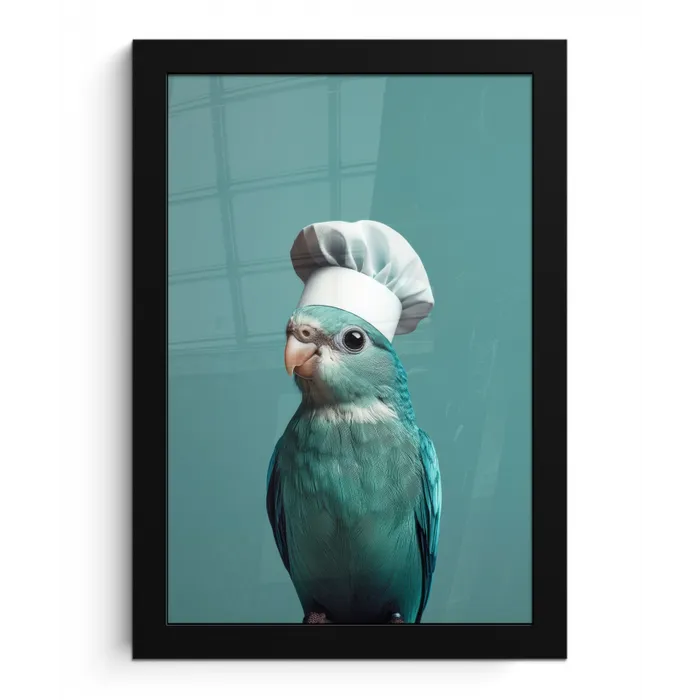 Parkiet - Vogel - Koksmuts - Cute fotolijst zwart zonder passe partout klein -3d