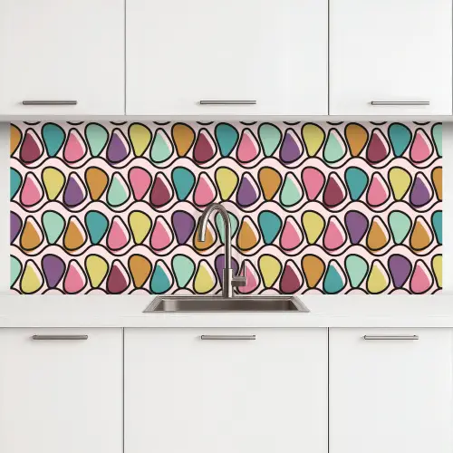 Patroon - Ovaal - Pastel keuken achterwand 2 middel 871 -3d