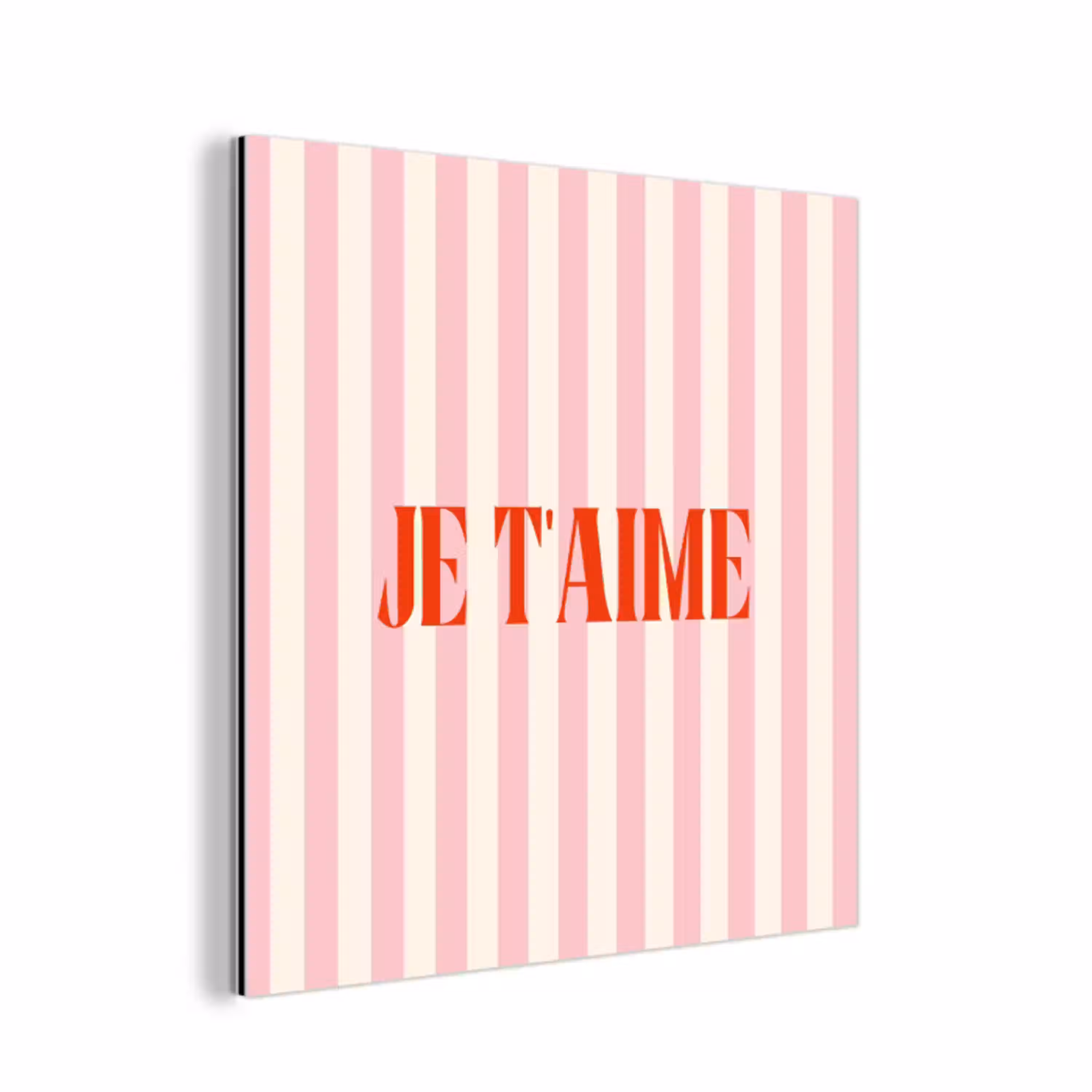 Zachtroze - Rood - Strepen - Je t'aime aluminium wit klein -3d