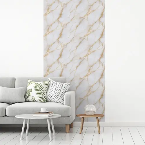 Wit - Goud - Marmer - Aders fotobehang vinyl groot 64 -woonkamer